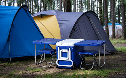 Nevera plegable para picnic todo en uno de 32 litros con mesa y taburetes